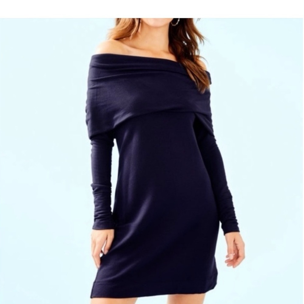 NWT—LILLY PULITZER “Belinda Dress,” in “True Navy,” Sz L, Long Sleeves—STUNNING!